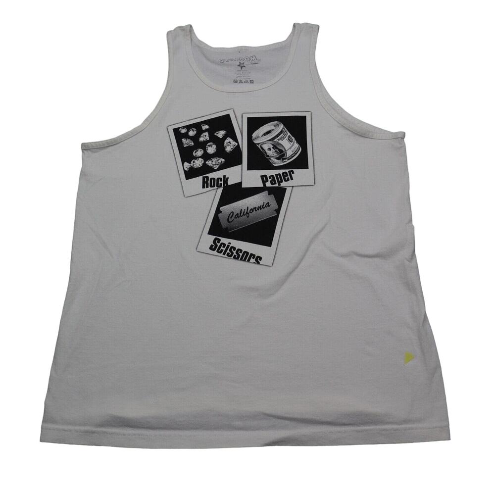 Stardom Shirt Mens XL White Sleeveless Round Neck Cotton Graphic Print Tank Top